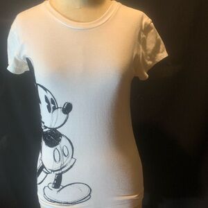 Ladies Mickey Mouse White Graphic T-Shirt